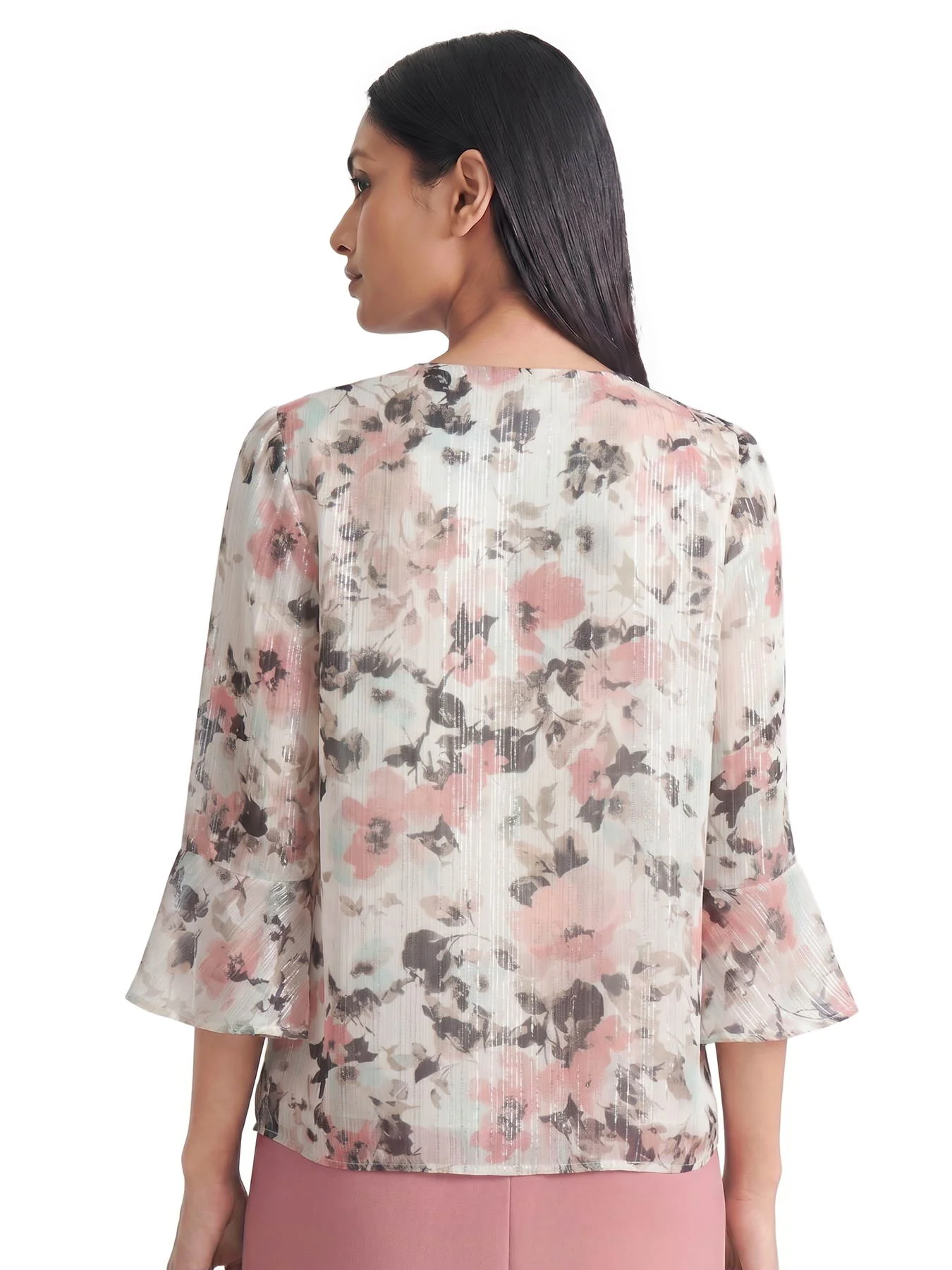 Ruffle Neck Flounce Sleeve Blouse - Image 2