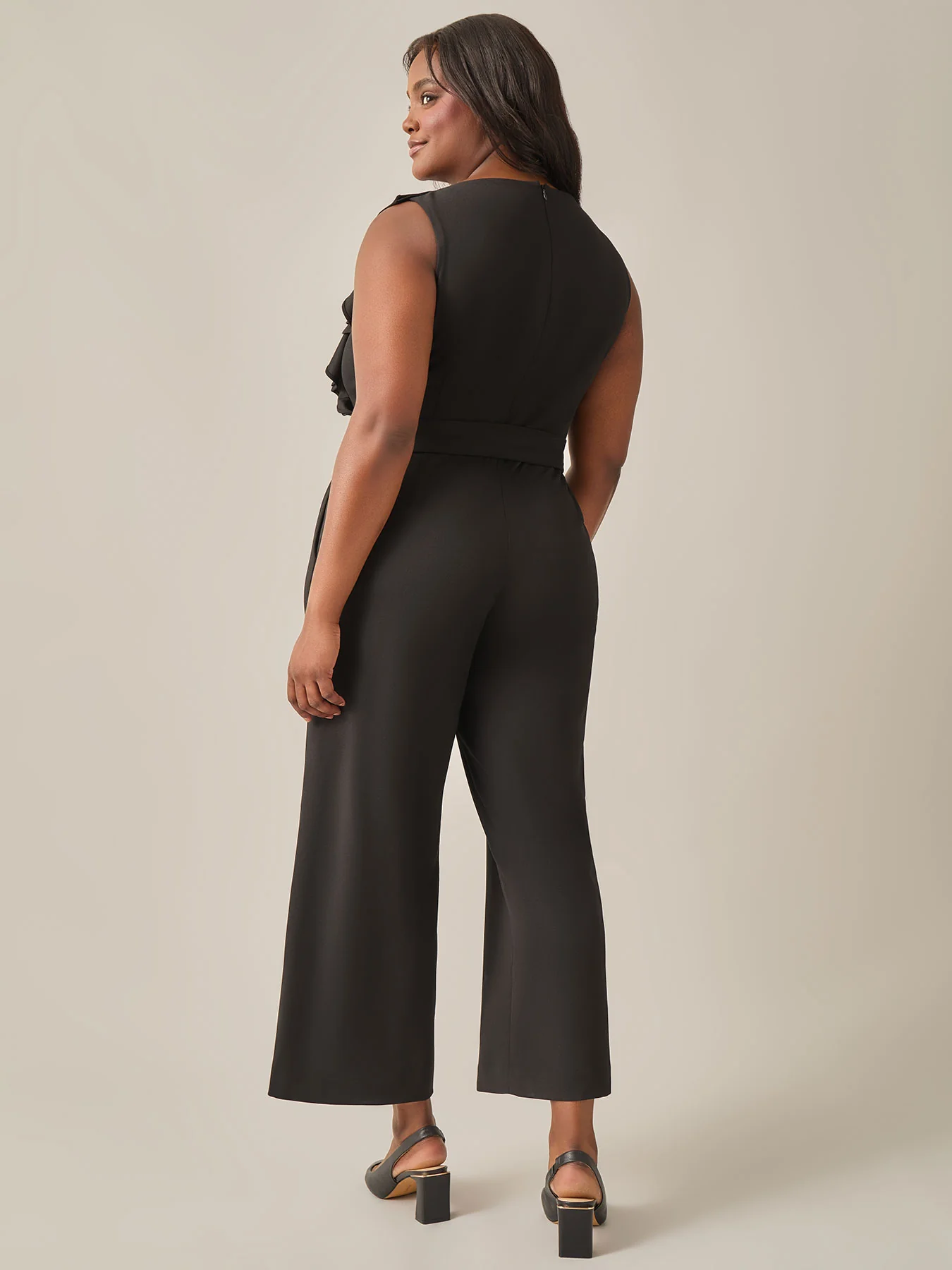 Ruffle Shoulder Jumpsuit, Black - Image 4