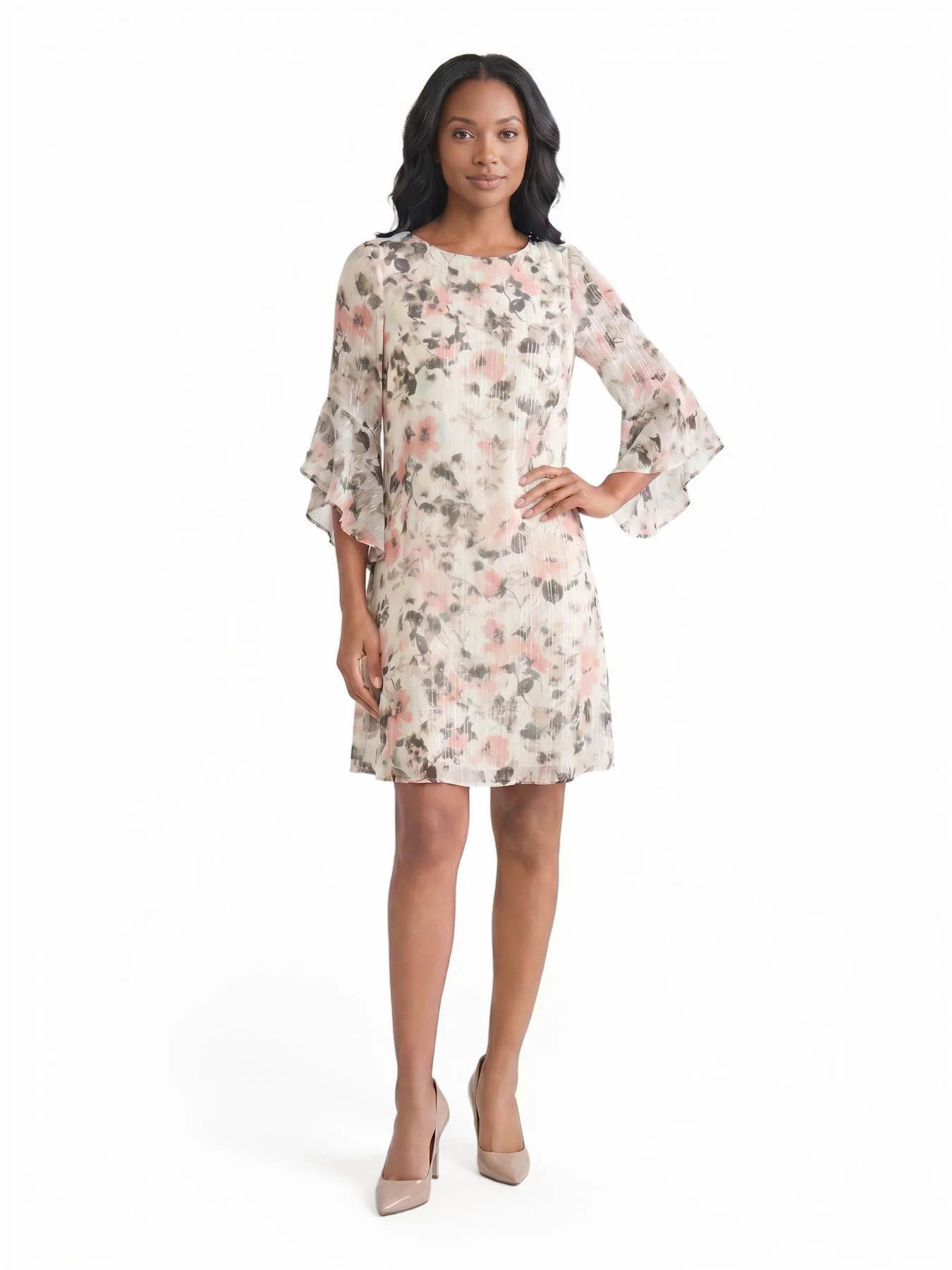 Ruffle Sleeve Swing Dress