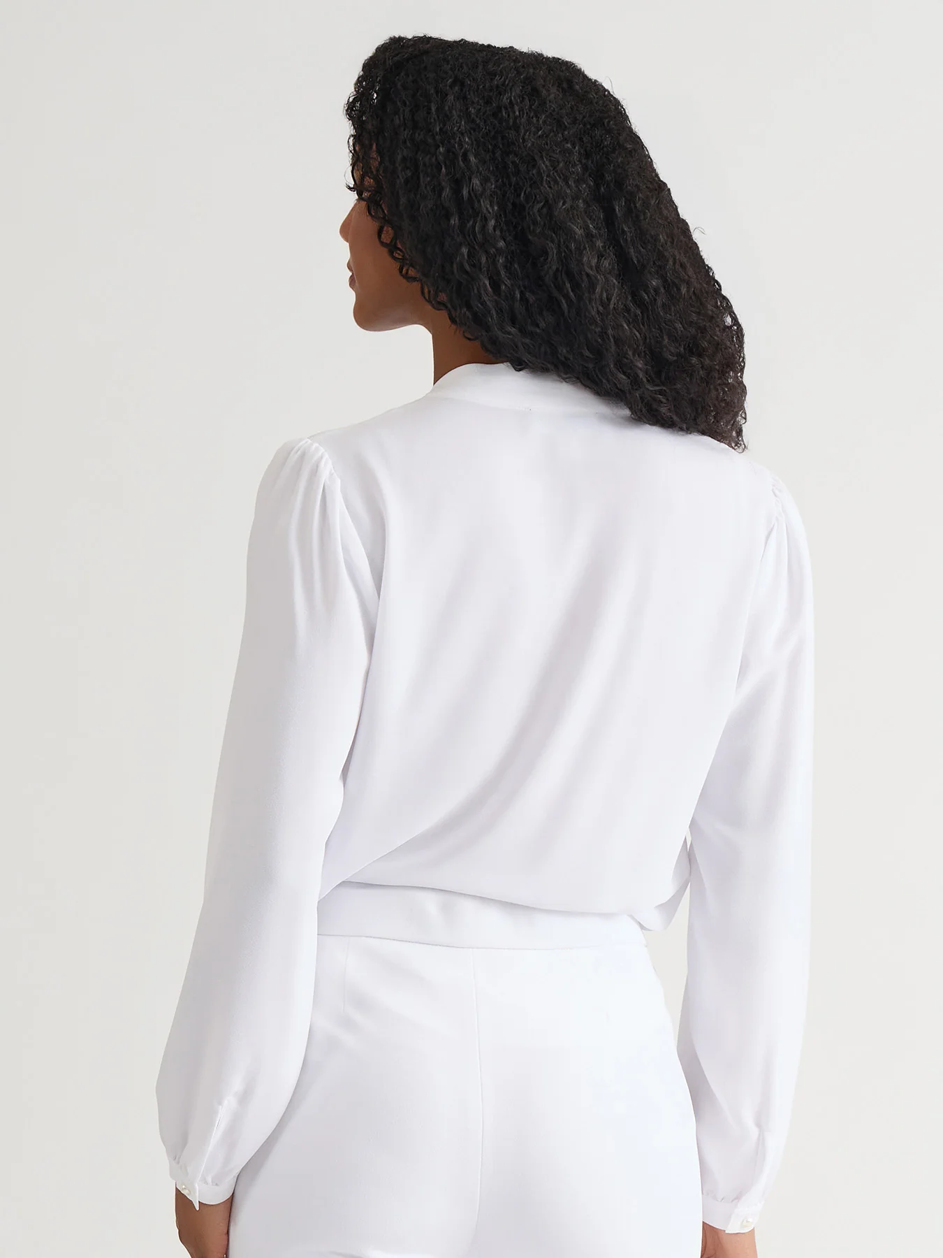 Ruffle Sleeve V-Neck Blouse, White - Image 4