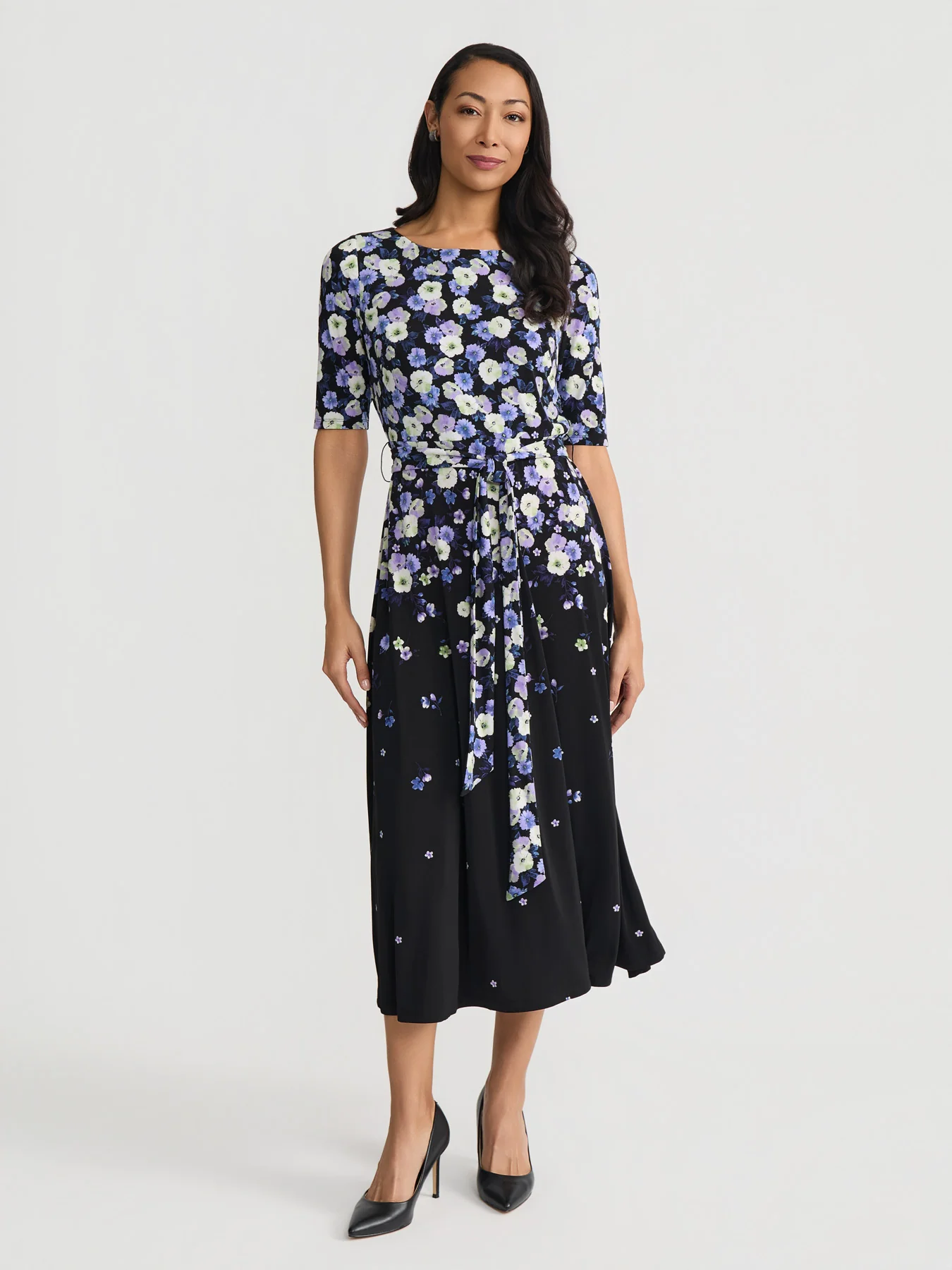 Short Sleeve Fit-and-Flare Dress, Everyday Knit