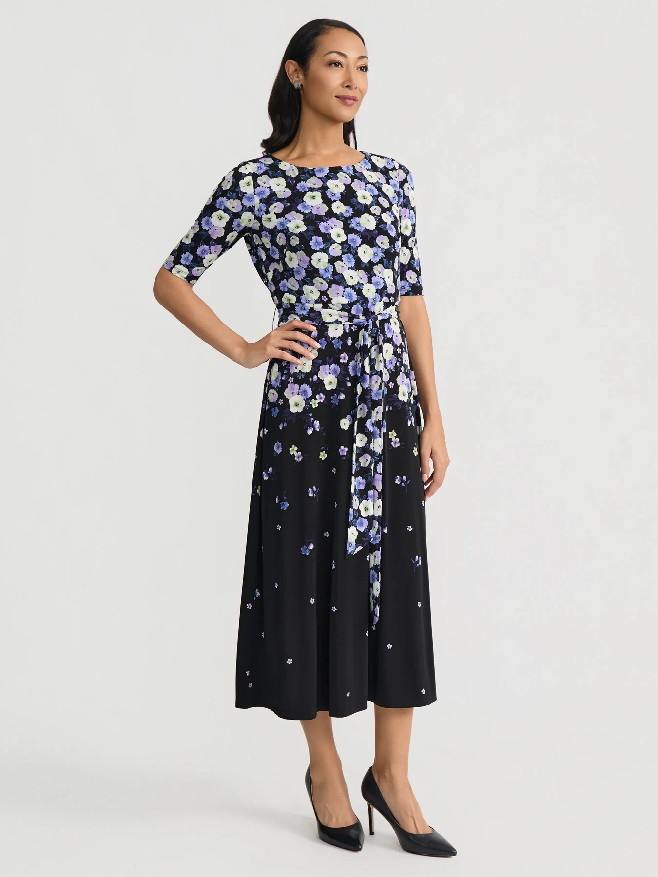 Short Sleeve Fit-and-Flare Dress, Everyday Knit - Image 3