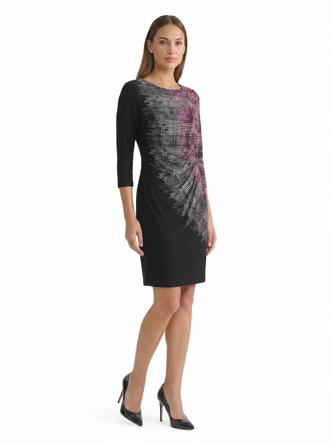 Side Pleat Dress, Everyday Knit - Image 3