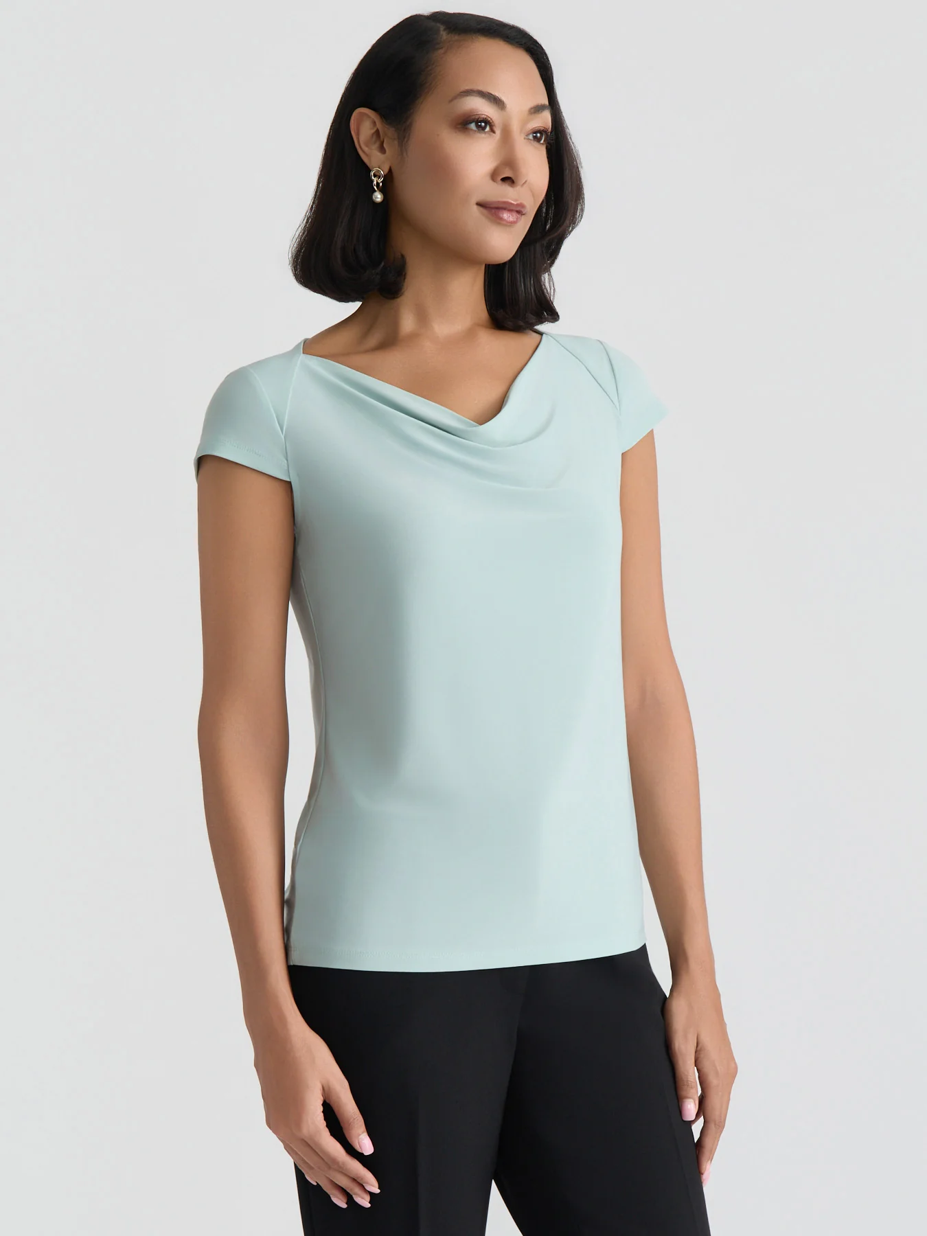 Plus Sleeve Yoke Cap Sleeve Top, Everyday Knit - Image 3