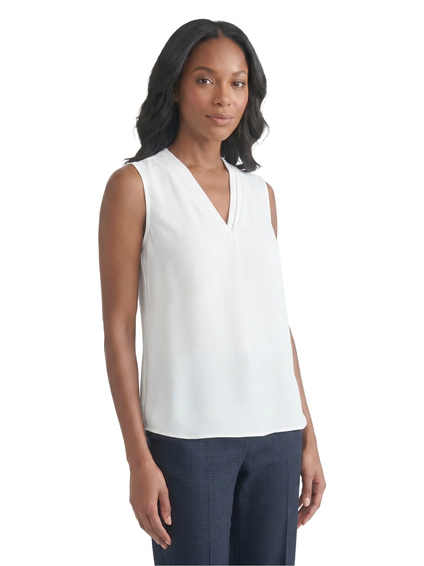 Sleeveless Pleat Neck Blouse - Image 3