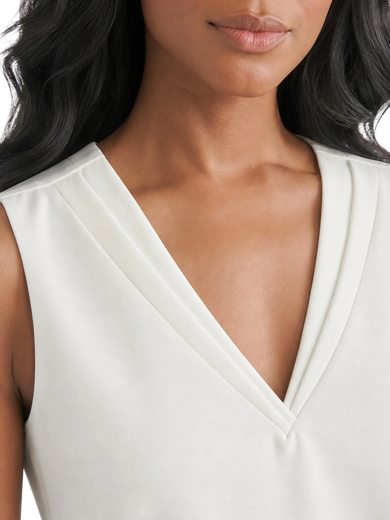 Sleeveless Pleat Neck Blouse - Image 4
