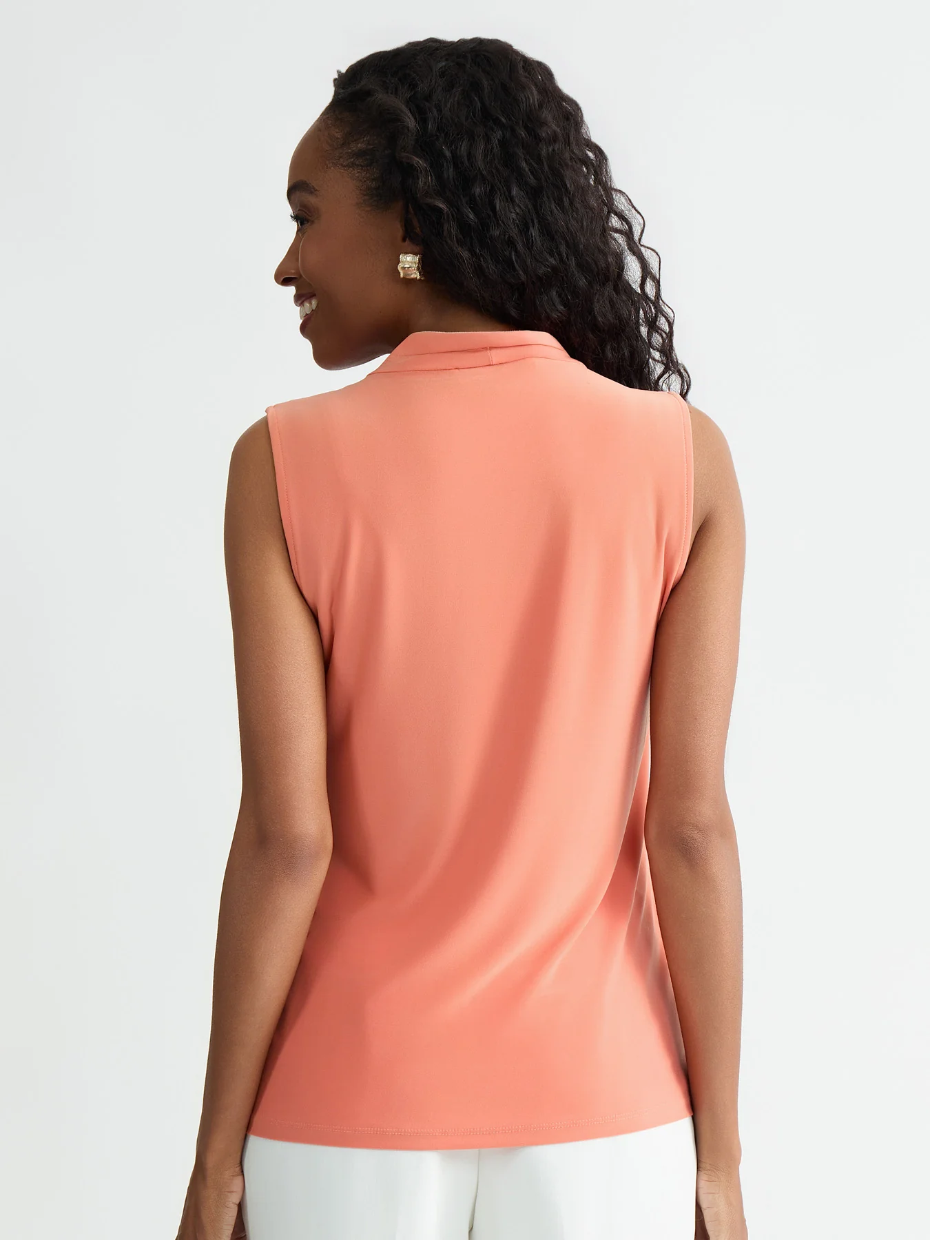 Sleeveless Pleat Neck Top, Everyday Knit - Image 2