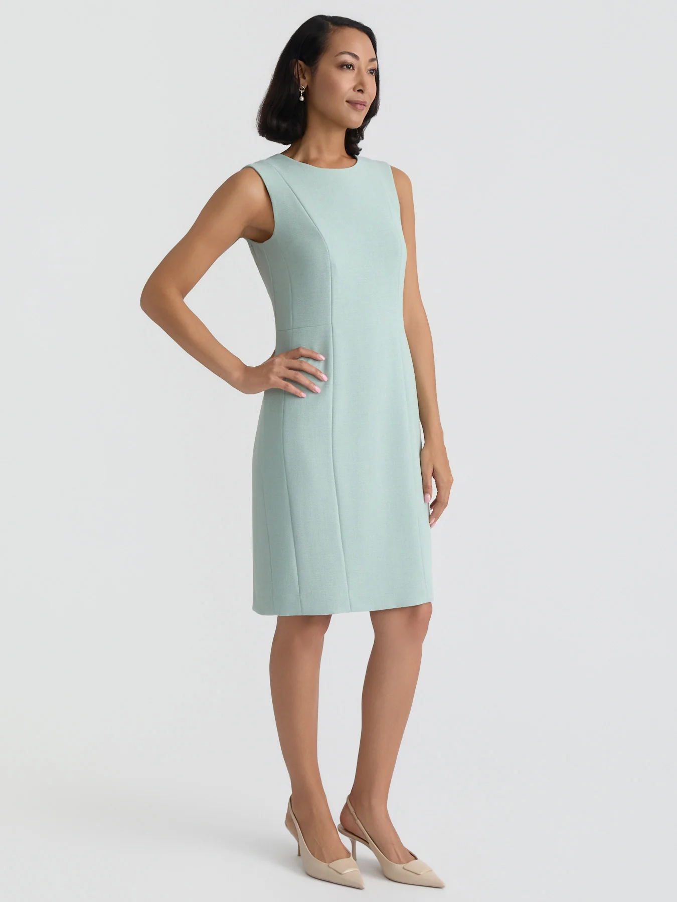 Petite Sleeveless Seamed Sheath Dress, Pebble Crepe - Image 3