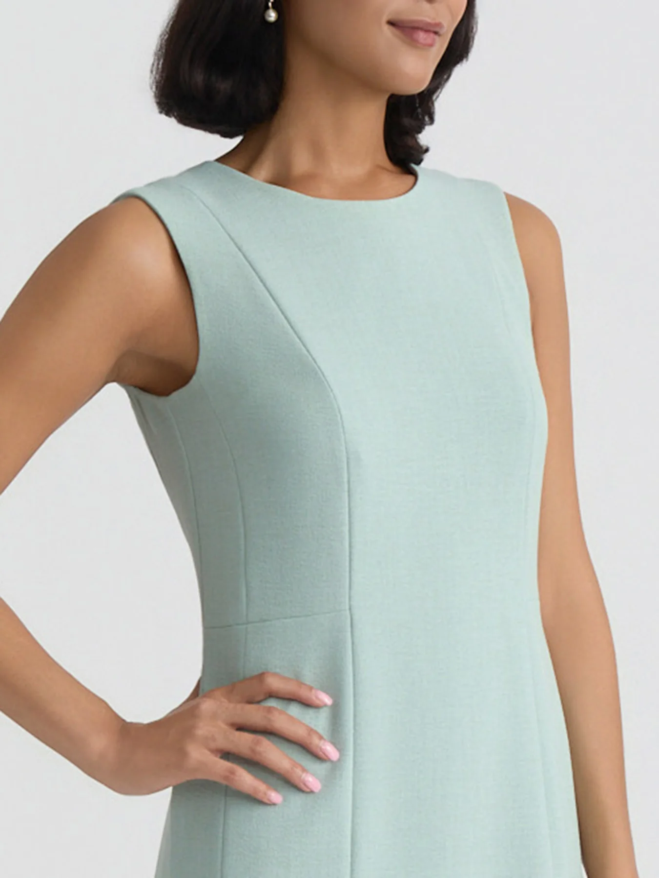 Petite Sleeveless Seamed Sheath Dress, Pebble Crepe - Image 4