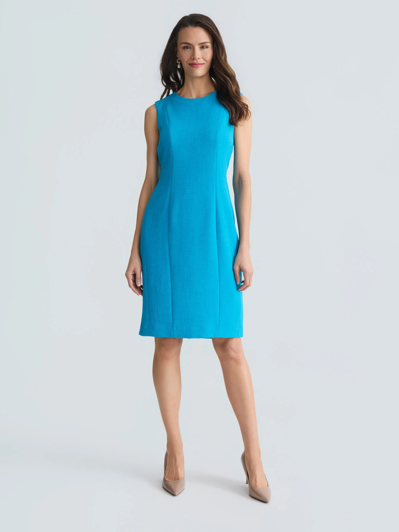 Sleeveless Sheath Dress, Pebble Crepe