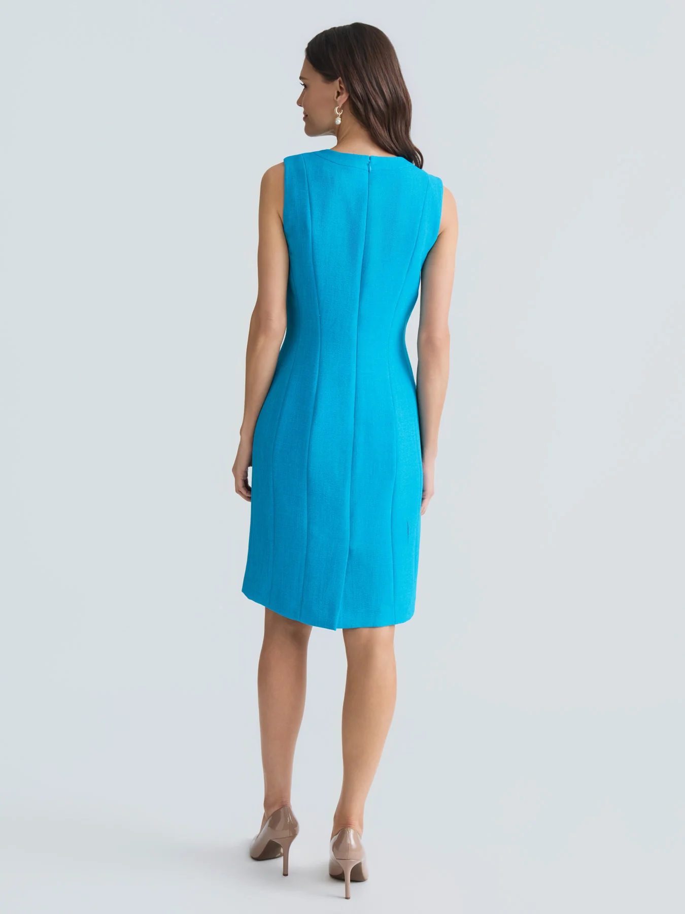 Sleeveless Sheath Dress, Pebble Crepe - Image 2