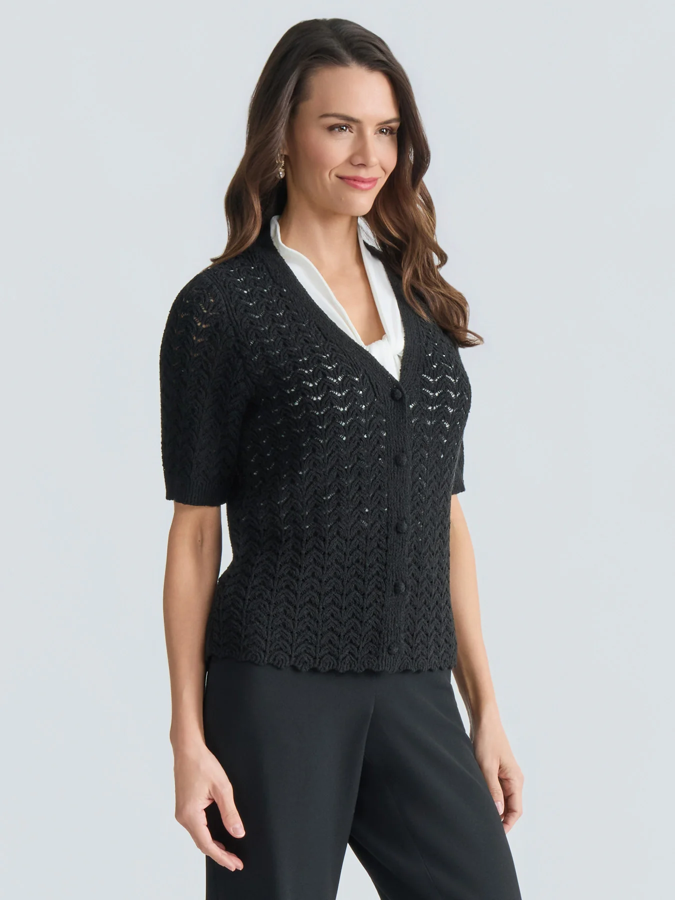 Plus Texture Stitch Button Front Cardigan - Image 2