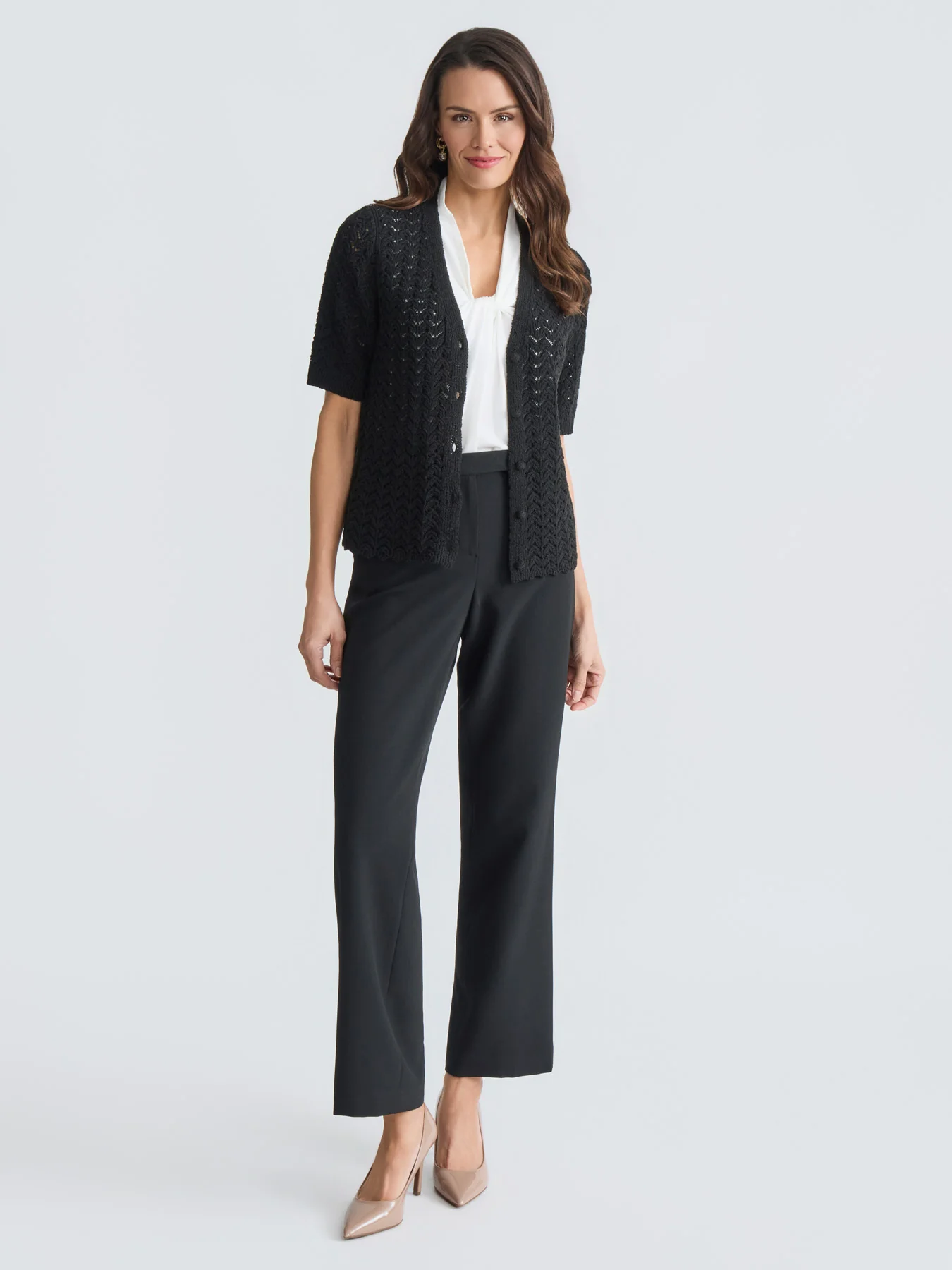 Plus Texture Stitch Button Front Cardigan - Image 5
