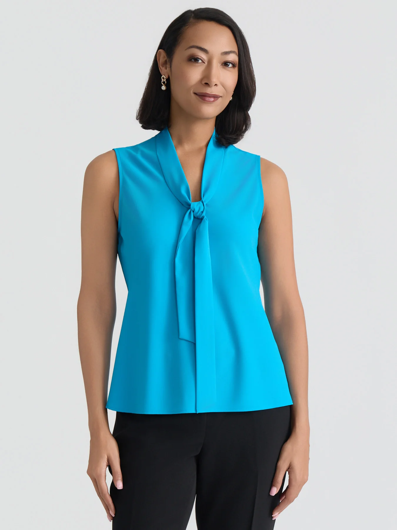 Tie Neck Sleeveless Blouse