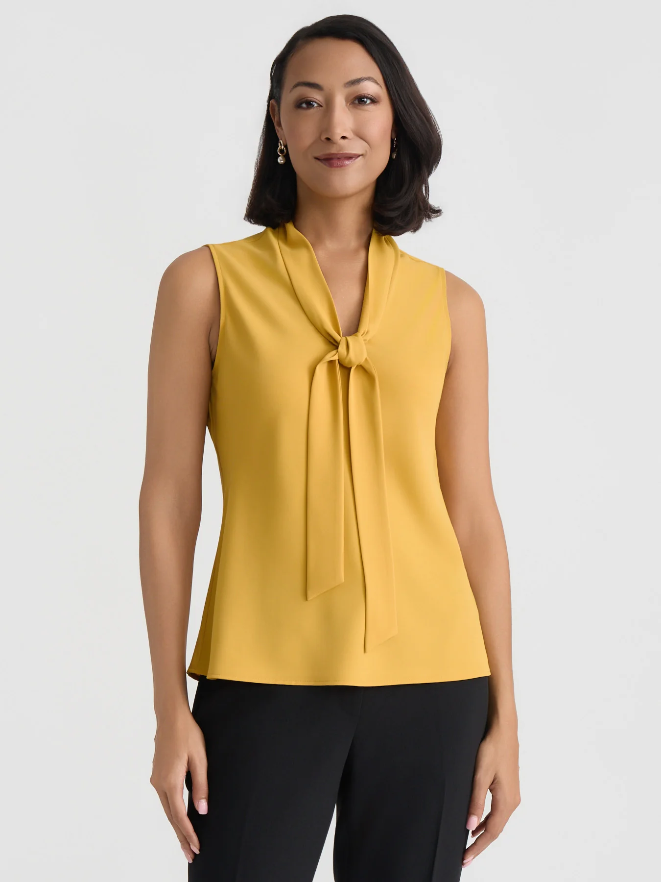 Tie Neck Sleeveless Blouse