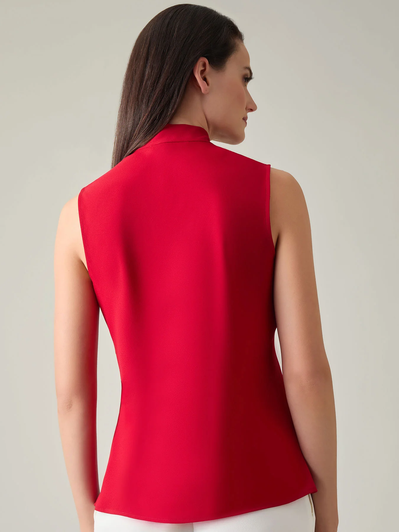 Tie Neck Sleeveless Blouse, Classic Drape - Image 3