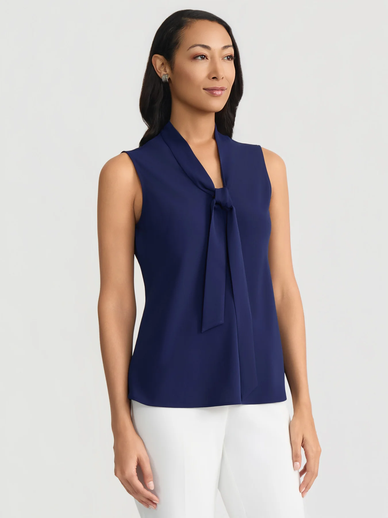 Tie Neck Sleeveless Blouse - Image 3