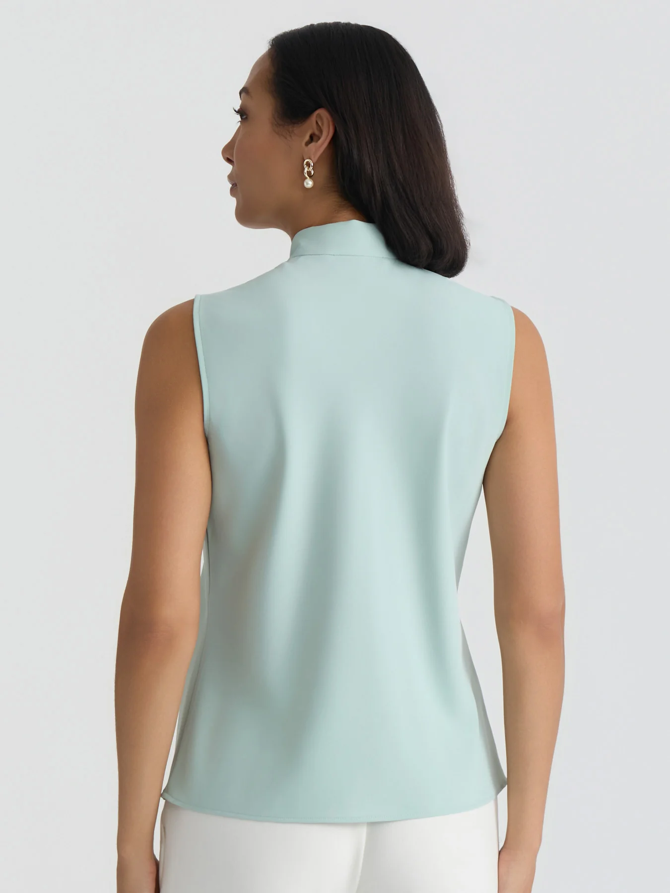 Petite Tie Neck Sleeveless Blouse - Image 2