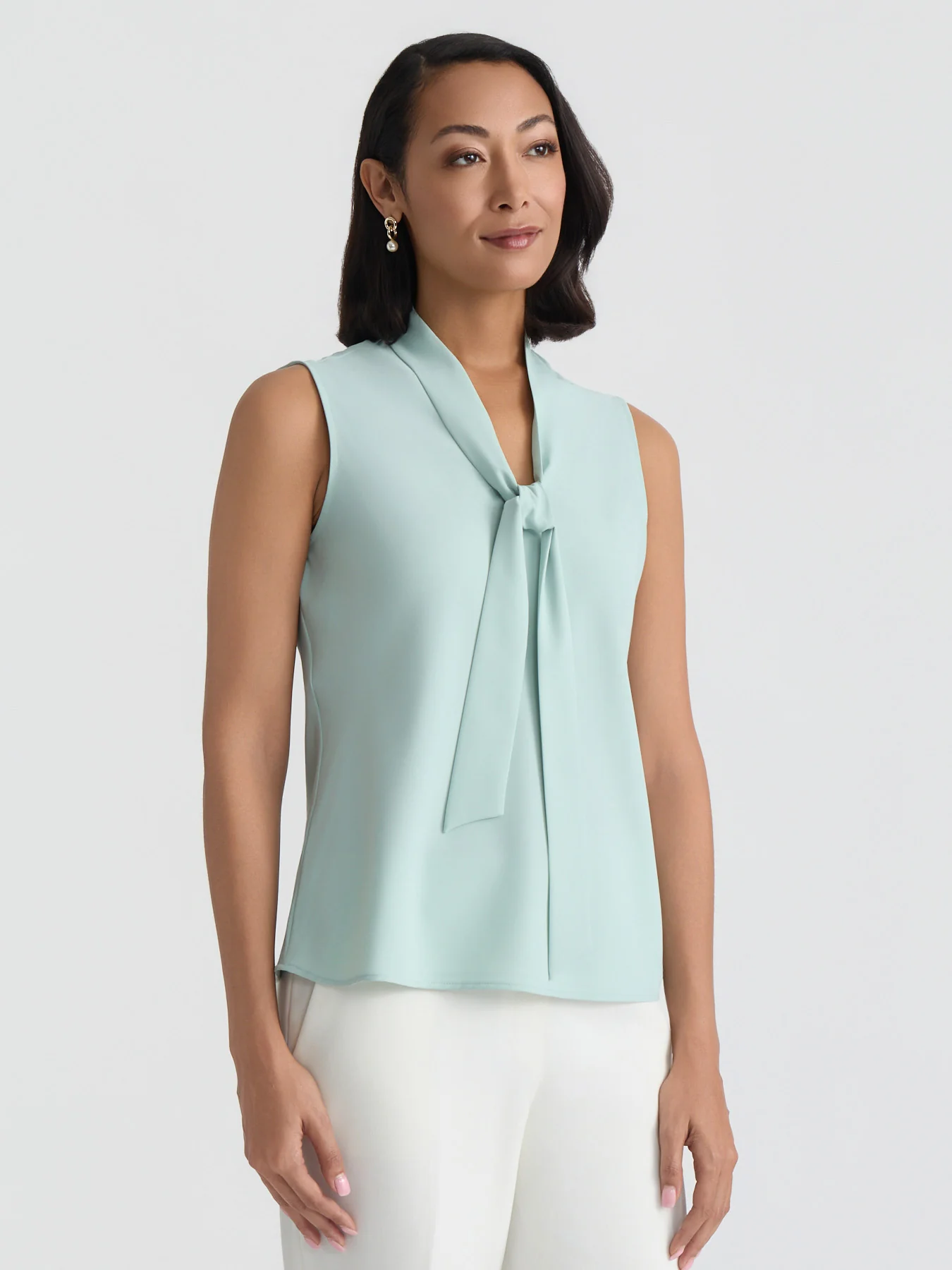 Petite Tie Neck Sleeveless Blouse - Image 3