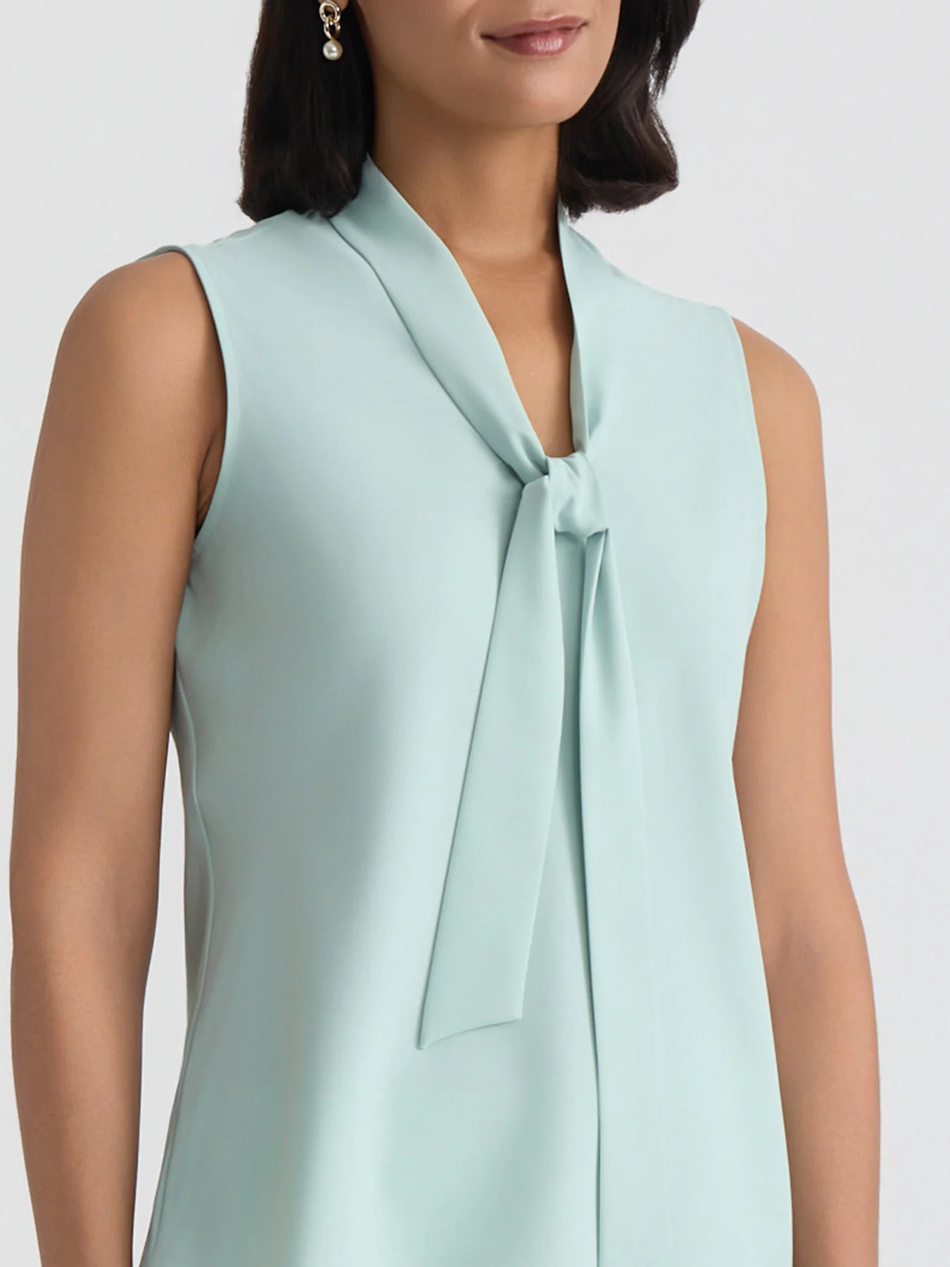 Petite Tie Neck Sleeveless Blouse - Image 4