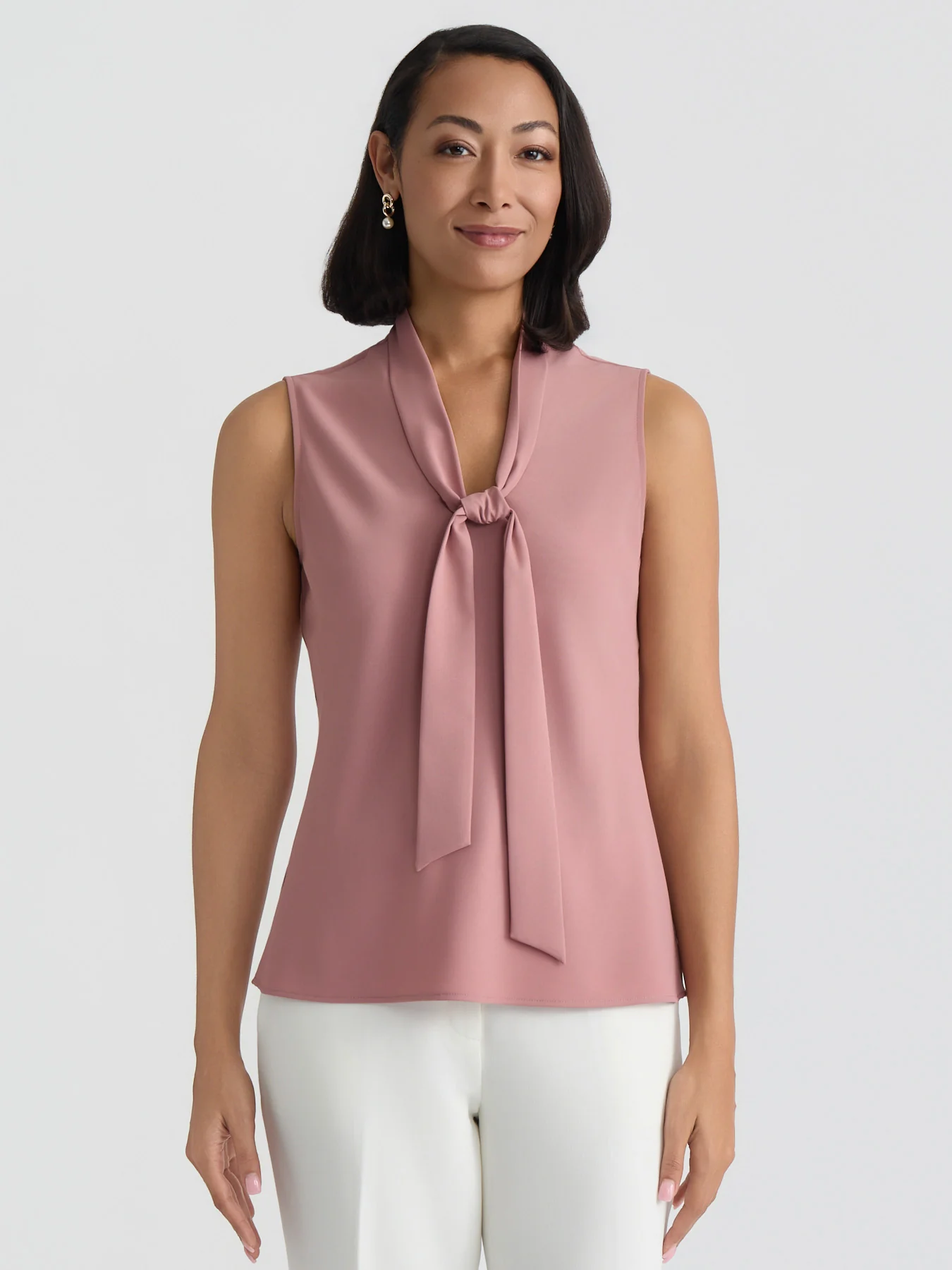 Tie Neck Sleeveless Blouse