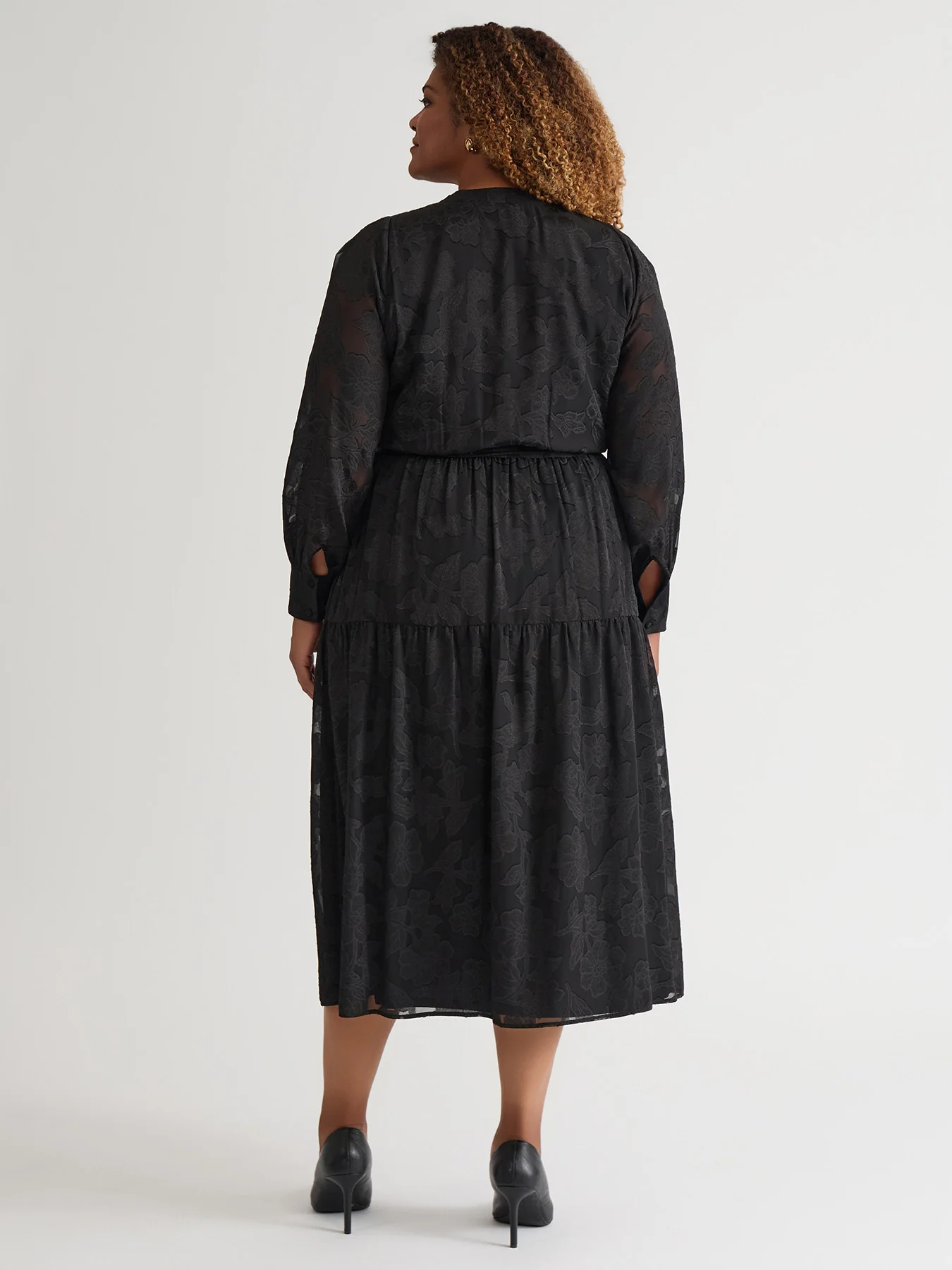 Tiered Burnout Maxi Dress, Black - Image 5