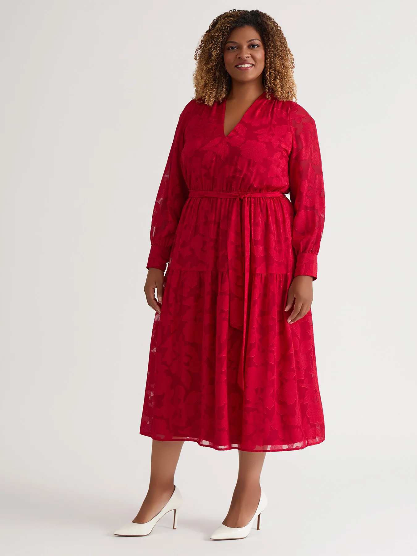 Tiered Burnout Maxi Dress, Crimson - Image 2