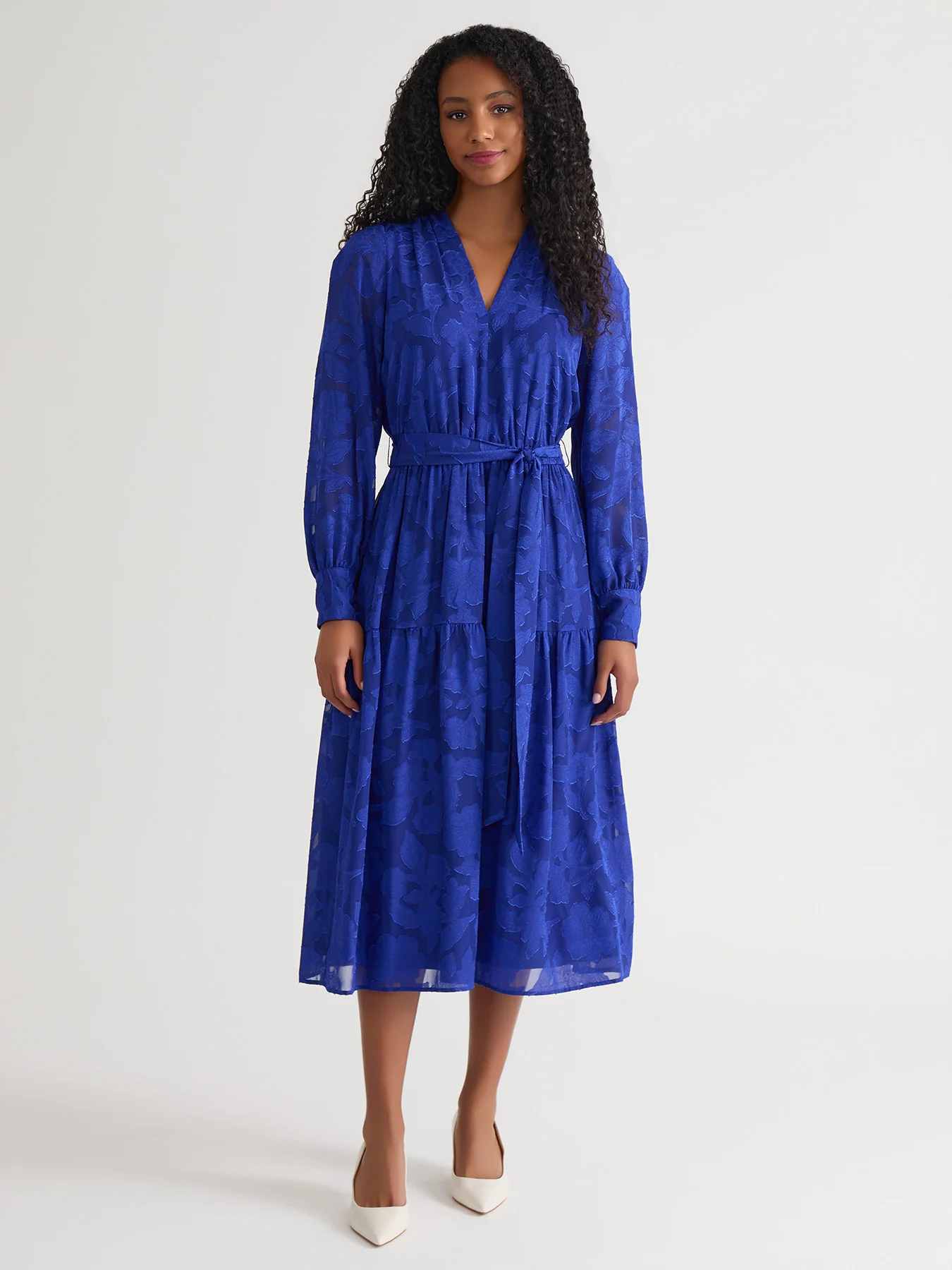 Tiered Burnout Maxi Dress, Royal Signature