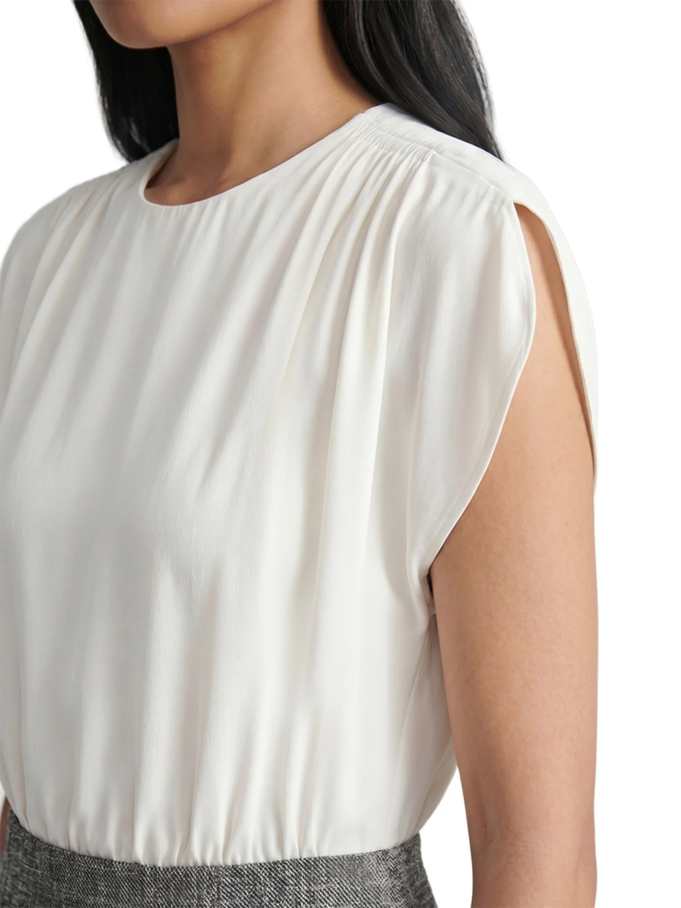 Petite Tulip Sleeve Sheath Mixed Media Dress - Image 4