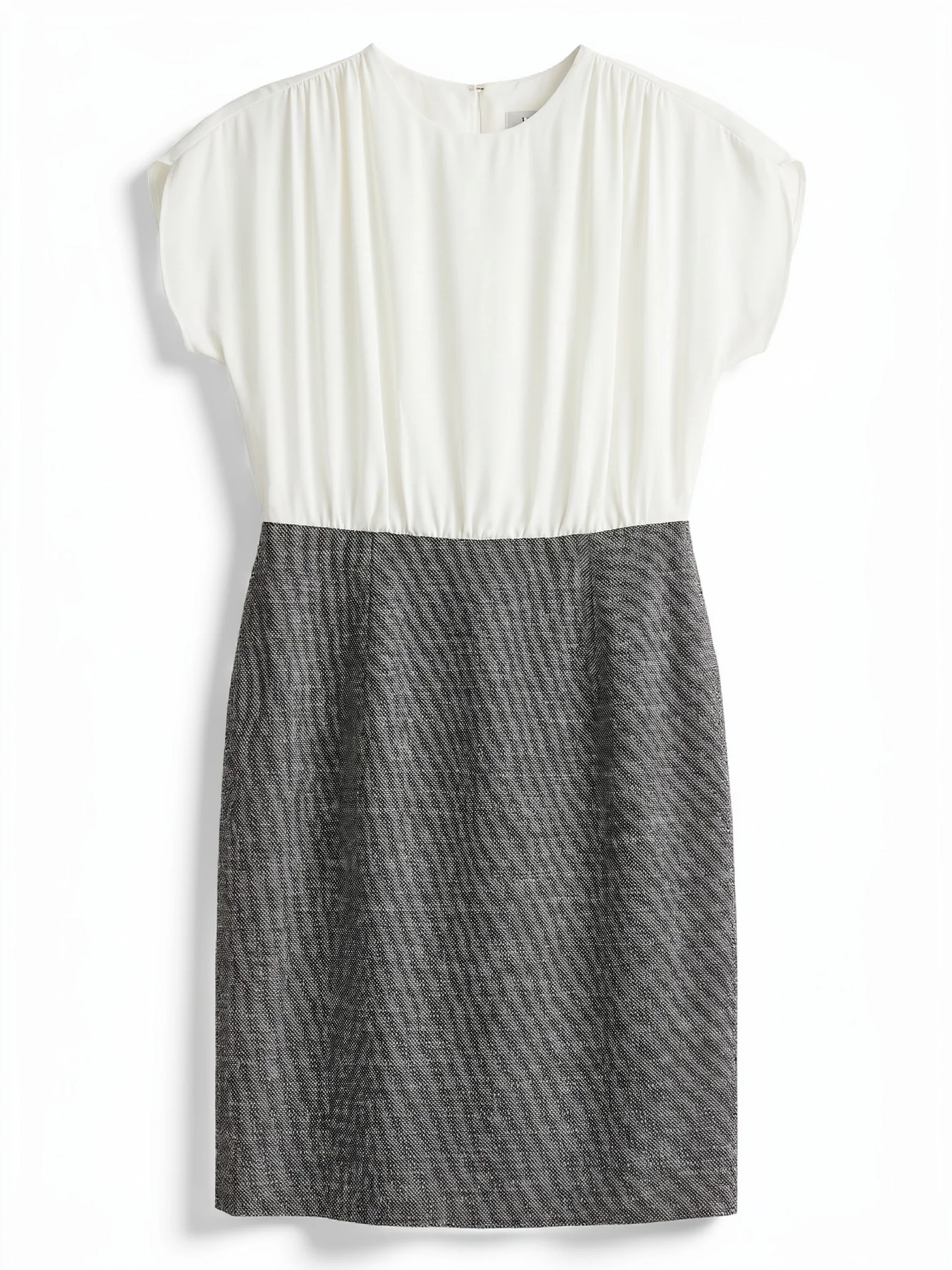 Petite Tulip Sleeve Sheath Mixed Media Dress - Image 5