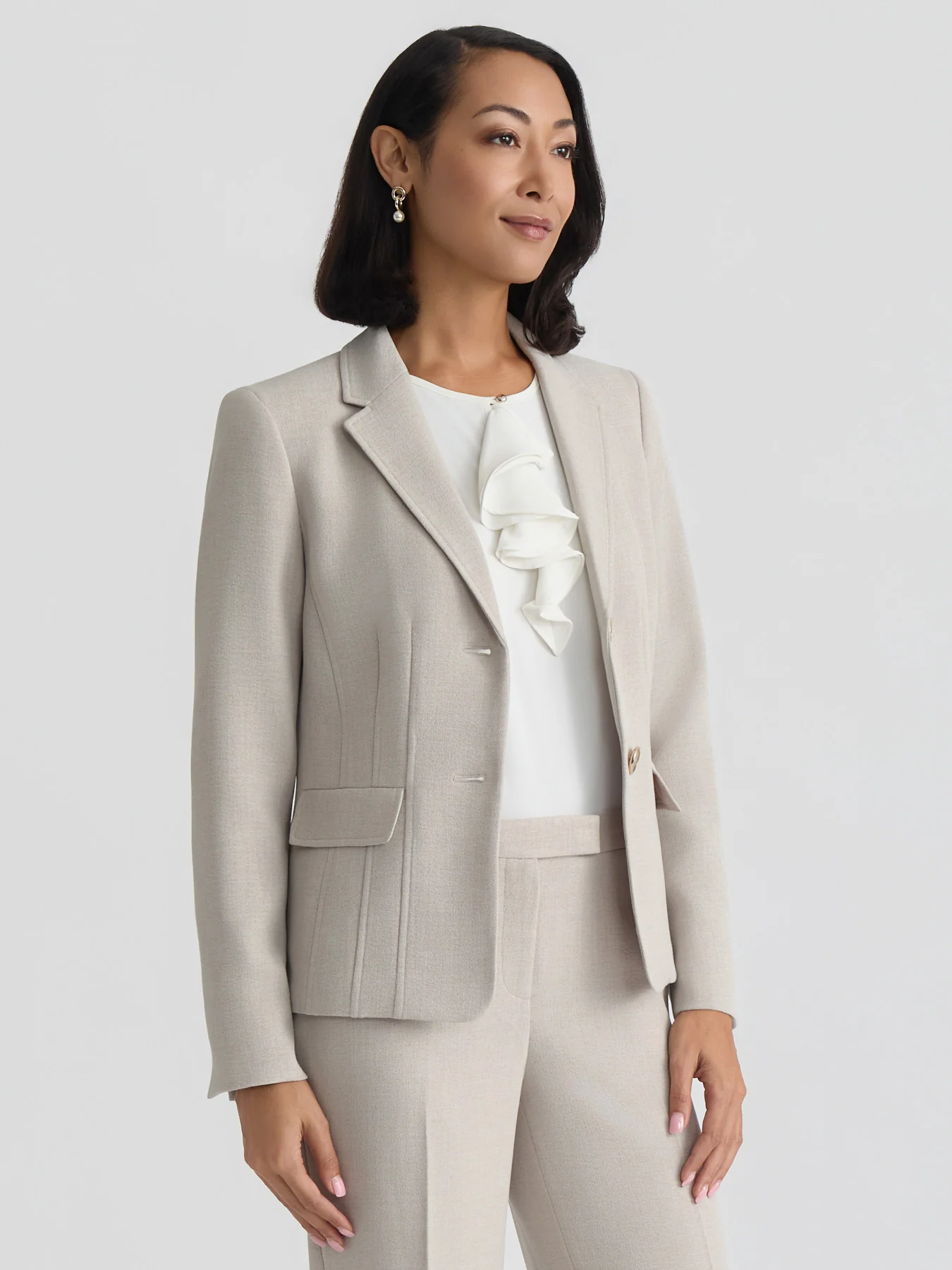 Two Button Blazer, Pebble Crepe - Image 2