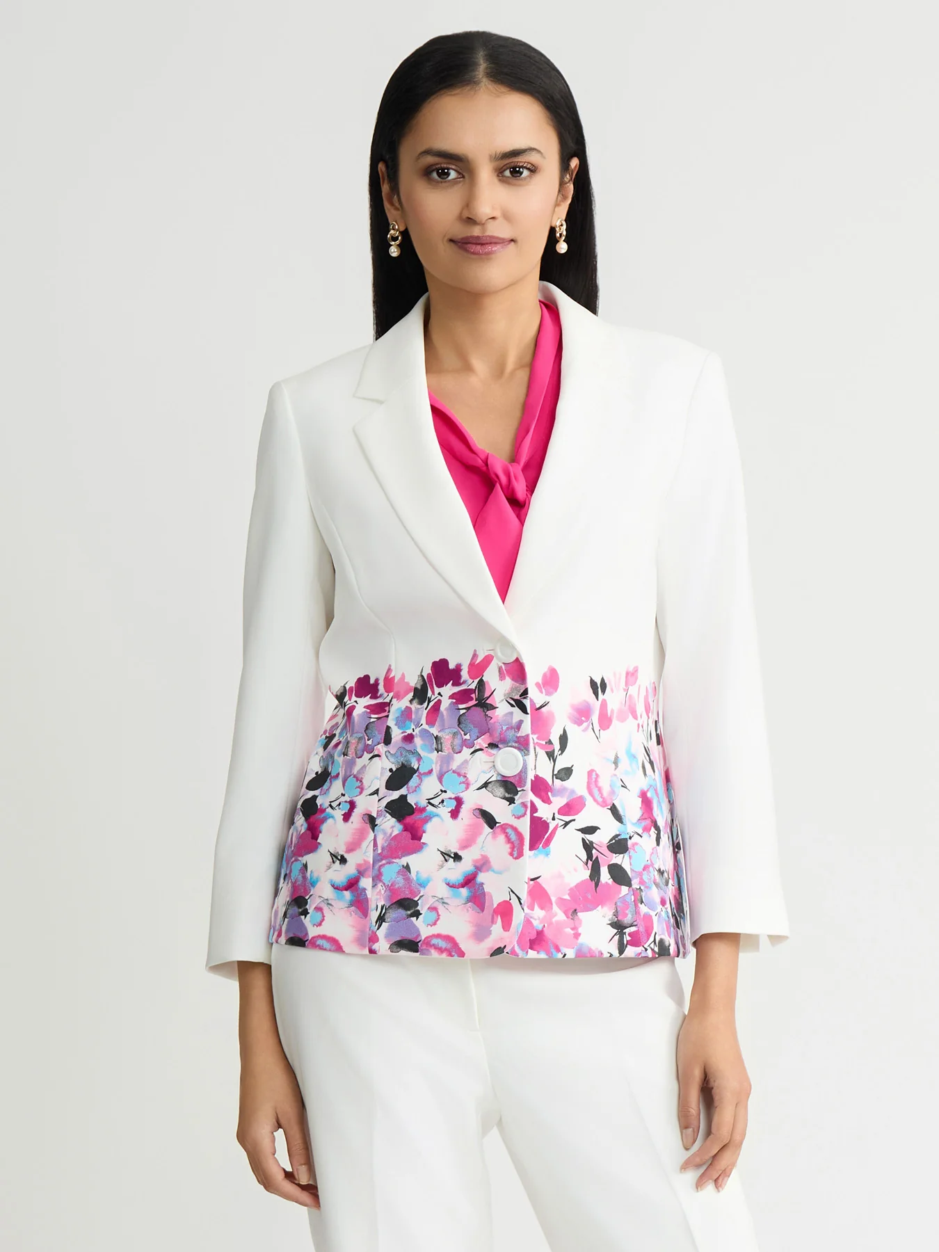 Two Button Blazer, Printed Scuba
