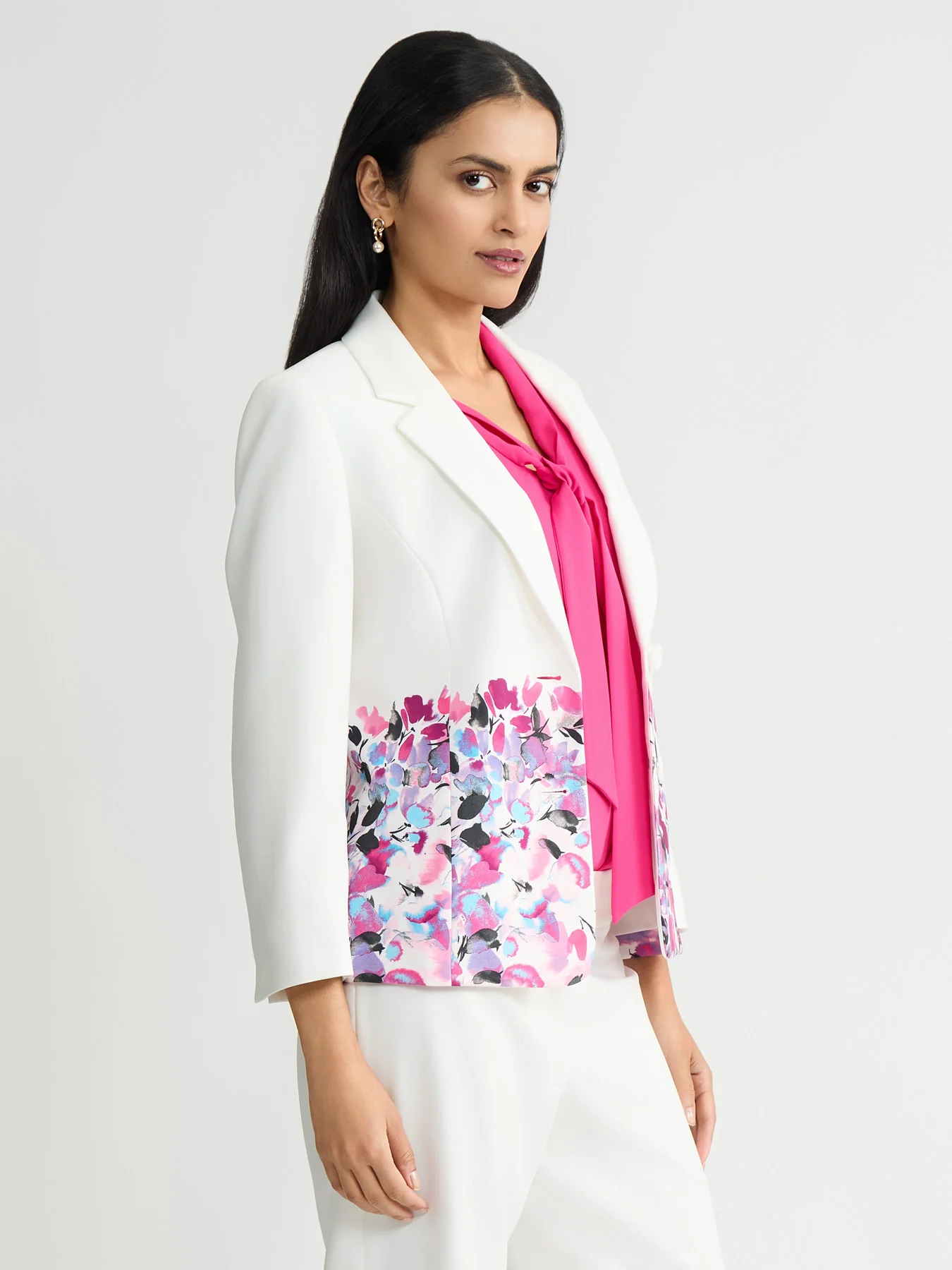 Two Button Blazer, Printed Scuba - Image 2