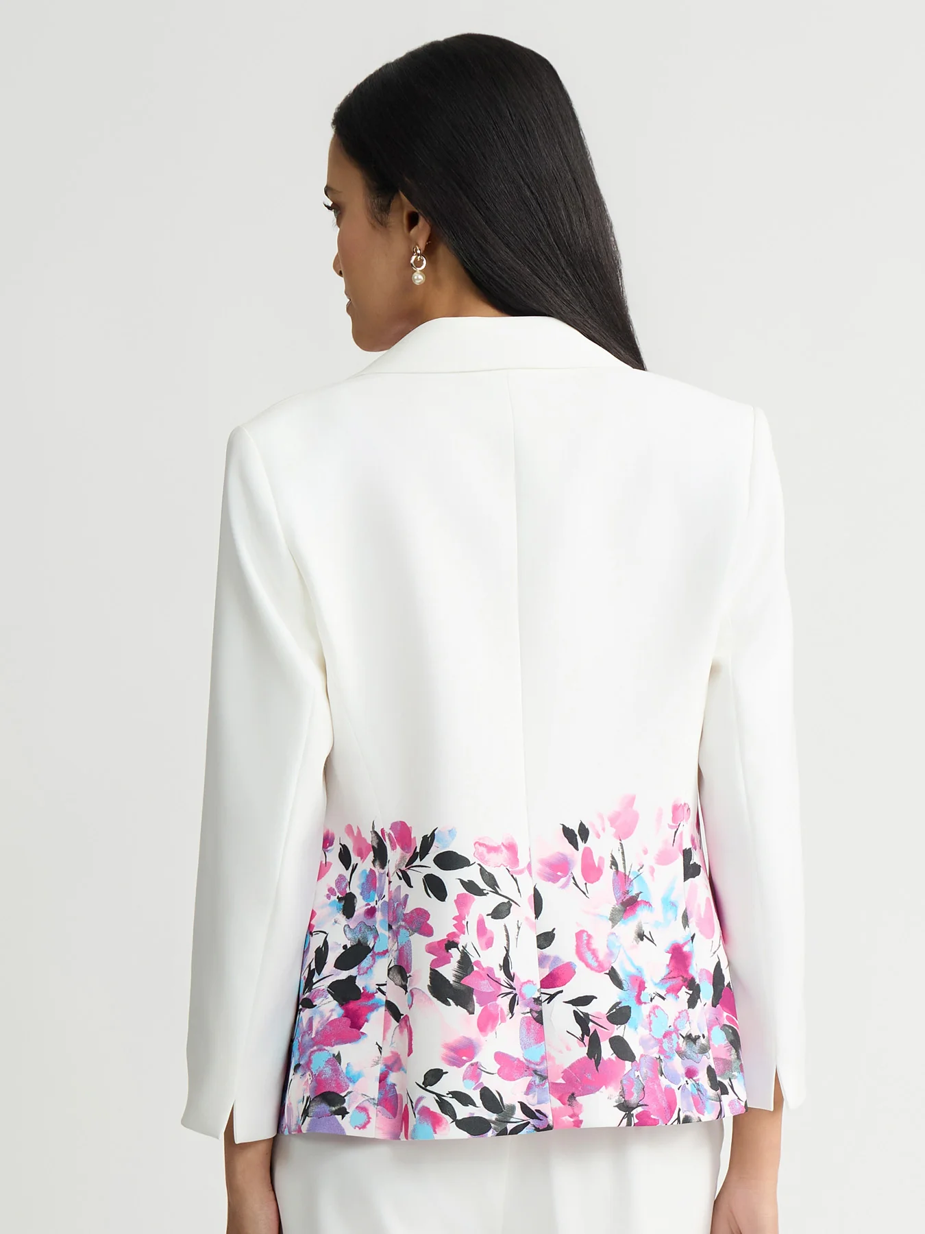 Two Button Blazer, Printed Scuba - Image 3