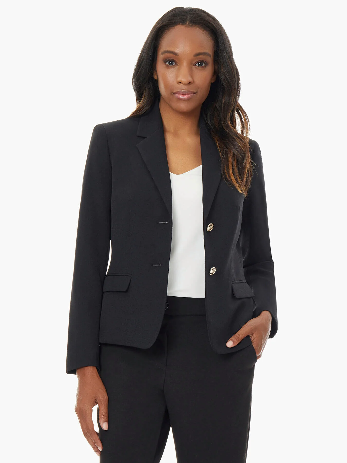 Two Button Blazer, Stretch Crepe
