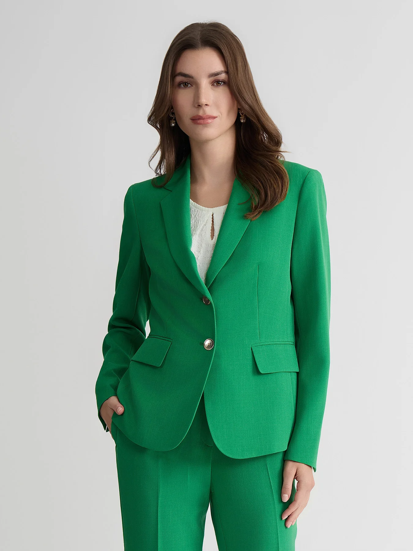 Two Button Blazer, Stretch Crepe