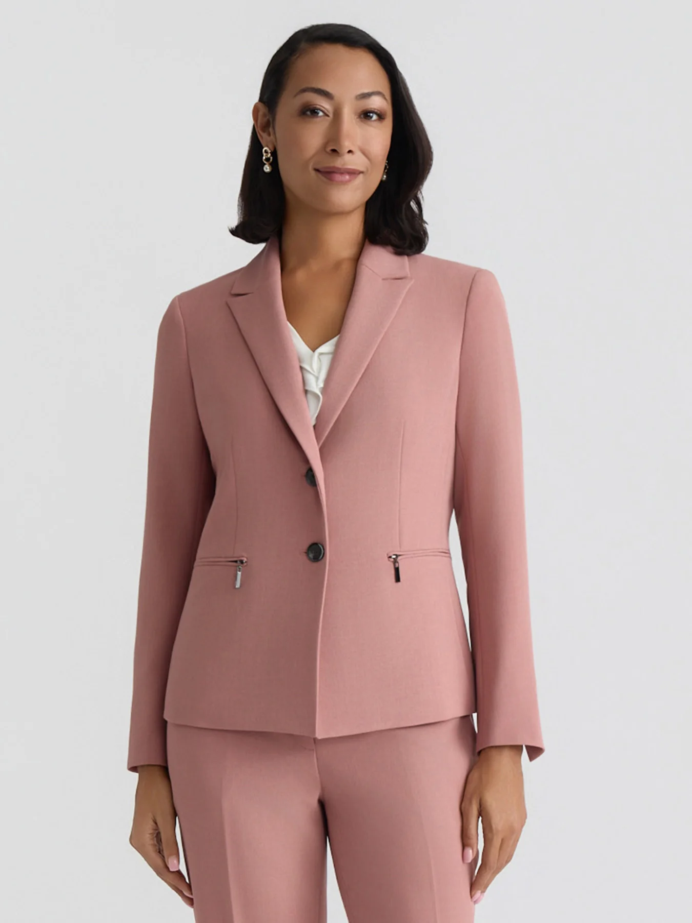 Two Button Blazer, Stretch Crepe