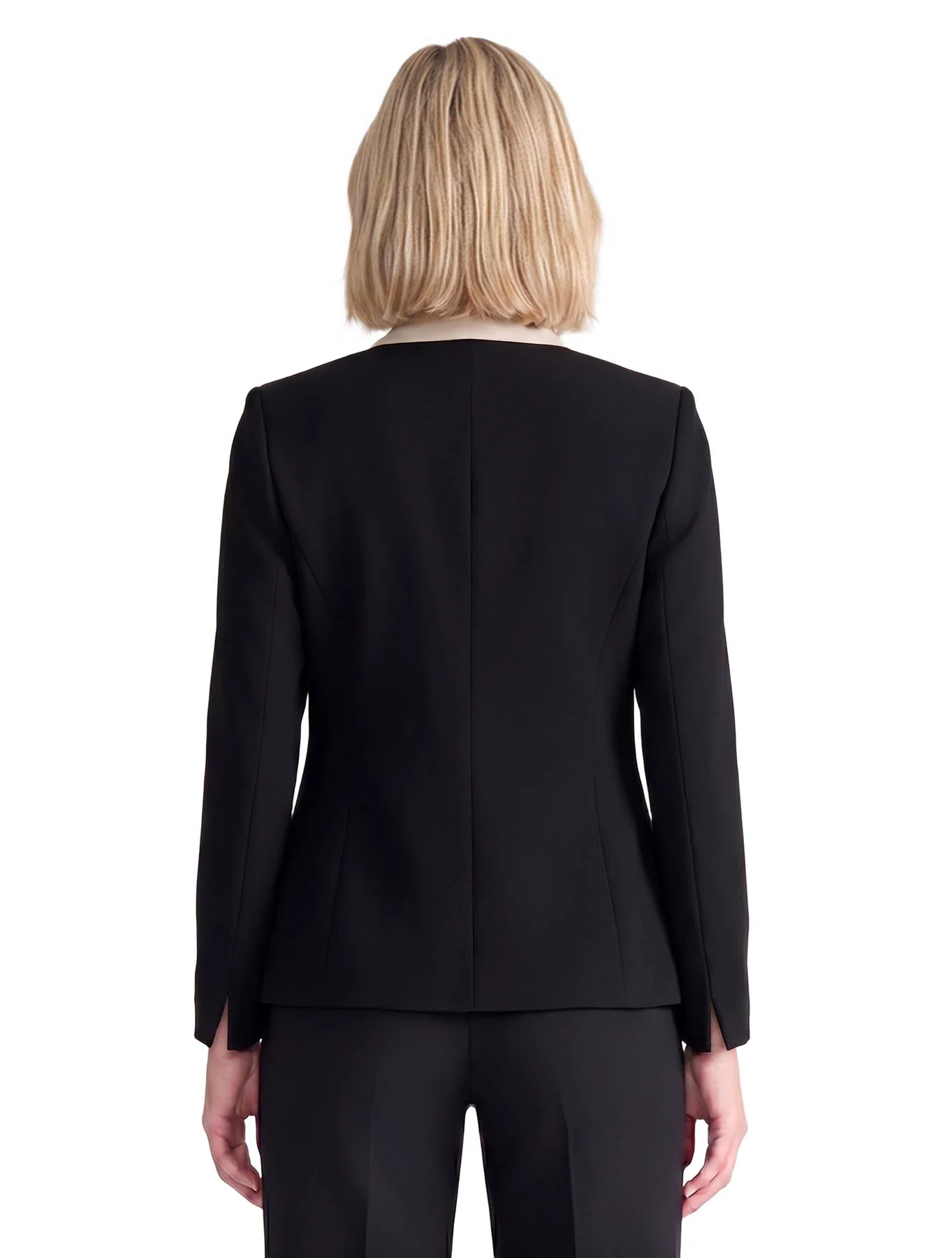 Two Tone One Button Jacket, Stretch Crepe - Image 3
