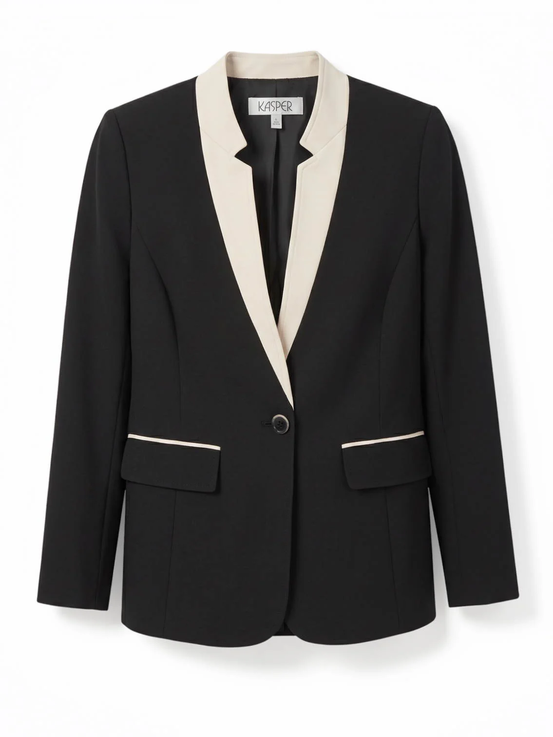 Two Tone One Button Jacket, Stretch Crepe - Image 6